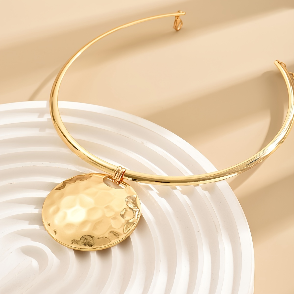 Golden Circular Pendant Necklace